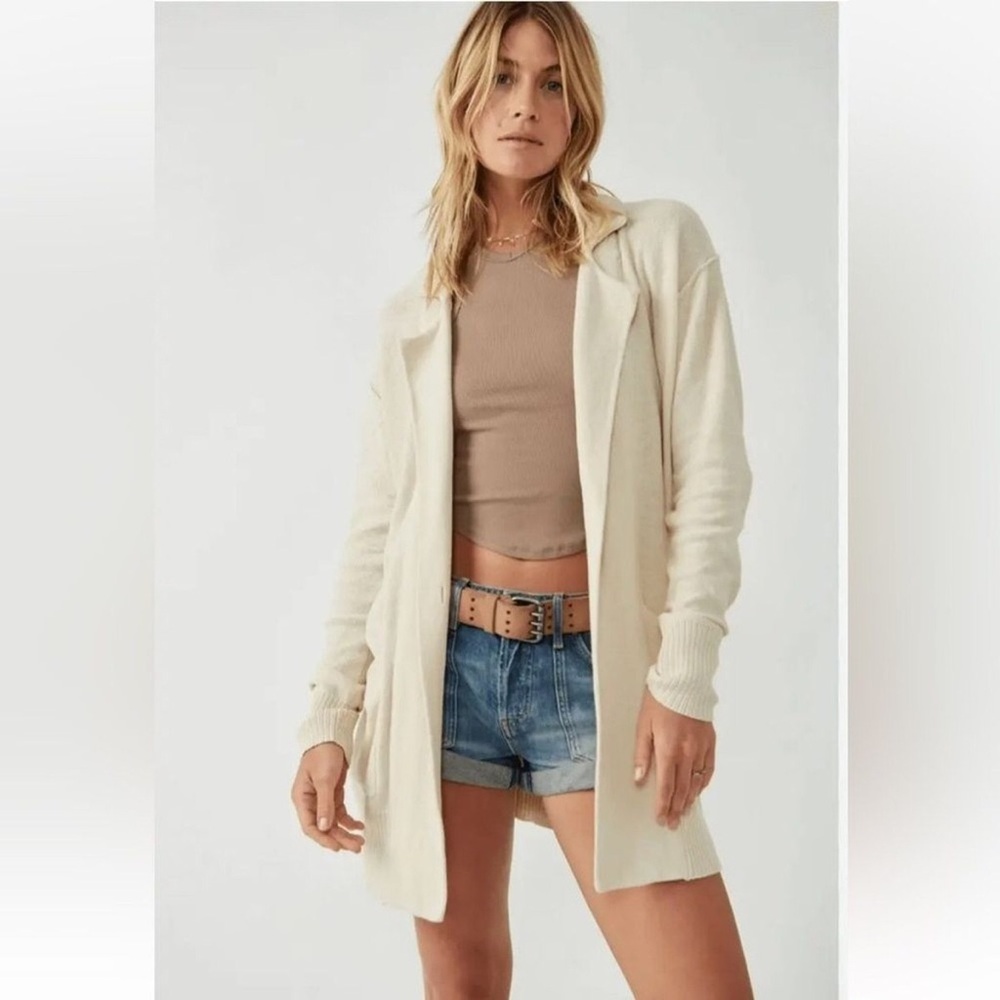 Free People We The Free Desert Knit Natural Grunge Cream Cardigan Sweater XS